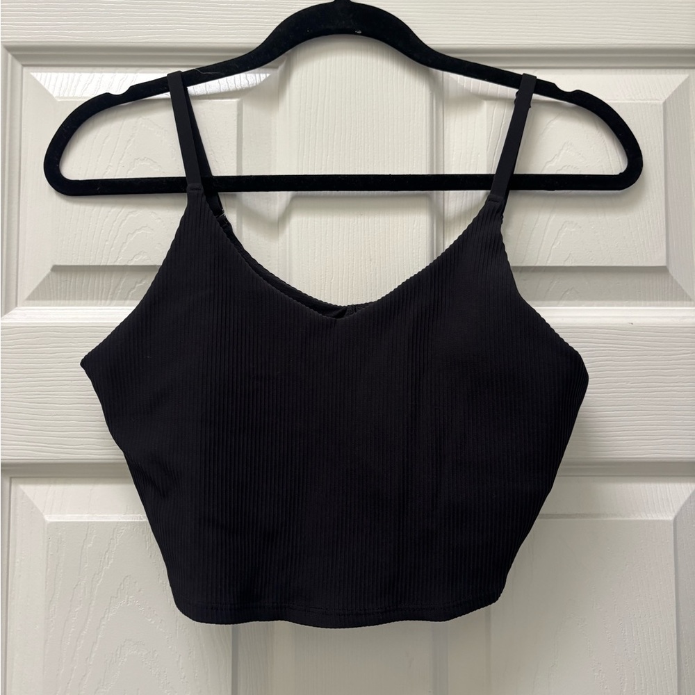 Athleta Black Ribbed Crop Top